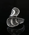 Sterling Silver Filigree Art Women Twisted Bypass Cocktail Ring