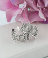 Sterling Silver Filigree Clover Design C-Hoop Stud Earrings for Women - Filigranist Jewelry