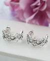 Sterling Silver Filigree Eye of Horus Design C-Hoop Stud Earrings for Women - Filigranist Jewelry