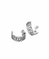 925 Sterling Silver Filigree Art C Hoop Stud Earrings