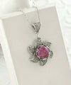 Sterling Silver Filigree Mojave Rhodonite Gemstone Blossoming Lotus Flower Pendant Necklace