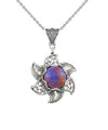 Sterling Silver Filigree Mojave Turquoise Gemstone Blossoming Lotus Flower Pendant Necklace