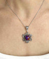 Sterling Silver Filigree Mojave Turquoise Gemstone Blossoming Lotus Flower Pendant Necklace