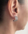 Sterling Silver Filigree Art Wavy C Hoop Stud Earrings