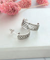 925 Sterling Silver Filigree Art C Hoop Stud Earrings