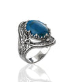 Turquoise Gemstone Filigree Art Woman Silver Statement Ring