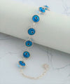 10 Beads Lapis Blue Evil Eye Women Silver Link Bracelet - Filigranist Jewelry
