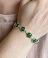 Sterling Silver Mint Green Evil Eye Women Link Bracelet