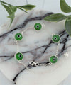 Sterling Silver Mint Green Evil Eye Women Link Bracelet