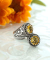 925 Sterling Silver Women's Bypass Ring with Citrine Gemstone - Perfect for Any Occasion