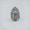 Filigree Art Lace Detailed Woman Long Statement Silver Ring