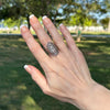 Filigree Art Lace Detailed Woman Long Statement Silver Ring