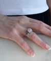 Bee Detailed Rose Quartz Gemstone Filigree Art Women Silver Cocktail Ring