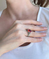 Bee Detailed Ruby Gemstone Filigree Art Women Silver Cocktail Ring