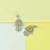 Hand of Fatima sterling silver earrings with detailed filigree and Citrine gemstone