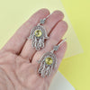 Handmade sterling silver filigree Hamsa earrings featuring Citrine birthstone