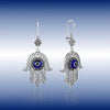 Sterling Silver Hamsa Evil Eye Filigree Dangle Earrings