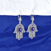 Sterling Silver Hamsa Evil Eye Filigree Dangle Earrings