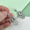 Artisan handmade sterling silver Hamsa earrings with Prasiolite gemstone