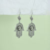Sterling Silver Prasiolite Hamsa Filigree Dangle Earrings
