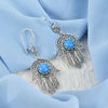 Hand of Fatima sterling silver earrings with turquoise blue gemstone detail