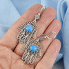 Artisan handmade sterling silver Hamsa earrings with natural Blue Turquoise gemstone