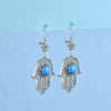 Sterling Silver Blue Turquoise Hamsa Filigree Earrings
