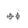 Sterling silver daisy flower filigree drop earrings with lace design