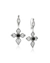 925 sterling silver Black Onyx filigree cross dangle earrings with black gemstone center