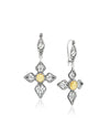 925 Silver Citrine Filigree Cross Dangle Earrings