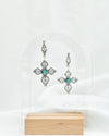 Sterling Silver Emerald Quartz Filigree Arrow Faith Cross Earrings