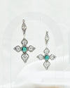 Sterling Silver Emerald Quartz Filigree Arrow Faith Cross Earrings