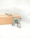 Sterling Silver Emerald Quartz Filigree Arrow Faith Cross Earrings