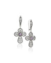 925 sterling silver Amethyst filigree faith cross dangle earrings with purple gemstone