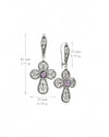 Oxidized sterling silver rounded cross earrings with intricate lace filigree design