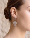 Gothic inspired Black Onyx faith cross dangle earrings in sterling silver for women