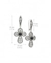 Handmade silver cross earrings featuring Natural Black Onyx cabochon gemstone and filigree craftsmanship