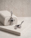 925 Silver Black Onyx Filigree Cross Earrings