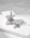 925 Silver Carnelian Filigree Cross Earrings