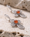 925 Silver Carnelian Filigree Cross Earrings