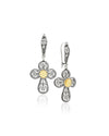 925 sterling silver Citrine filigree faith cross dangle earrings with golden gemstone