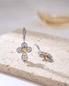 925 Silver Citrine Filigree Cross Earrings