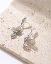 925 Silver Citrine Filigree Cross Earrings