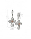 Oxidized sterling silver faith cross earrings with delicate lace filigree craftsmanship