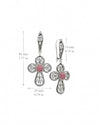 Handmade silver cross earrings featuring Natural Rhodonite cabochon gemstone and filigree craftsmanship