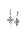 925 Sterling Silver Amethyst Filigree Cross Dangle Earrings