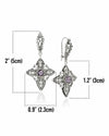 Purple Amethyst sterling silver filigree cross dangle earrings for women