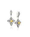 November birthstone Citrine cross earrings with handmade 925 silver filigree design