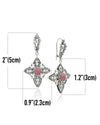 Natural Rhodonite sterling silver filigree cross dangle earrings for women