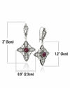 Ruby Corundum sterling silver filigree cross dangle earrings for women